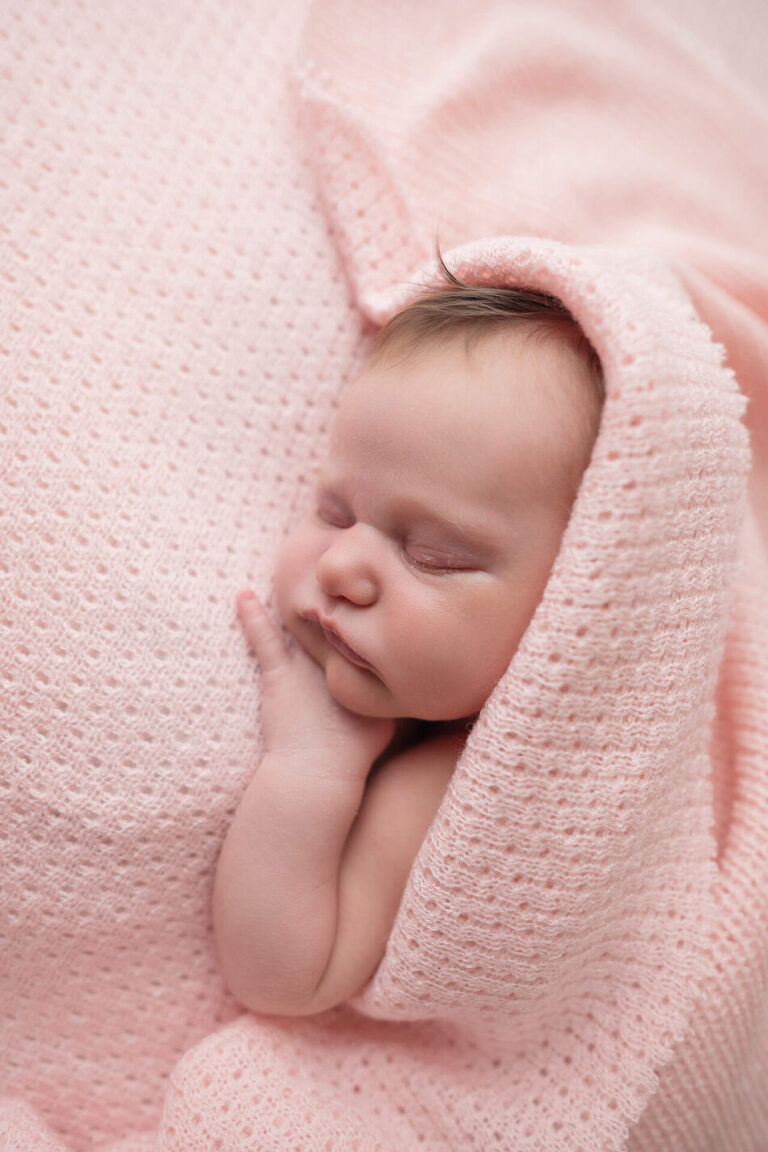 Newborn photography pink background