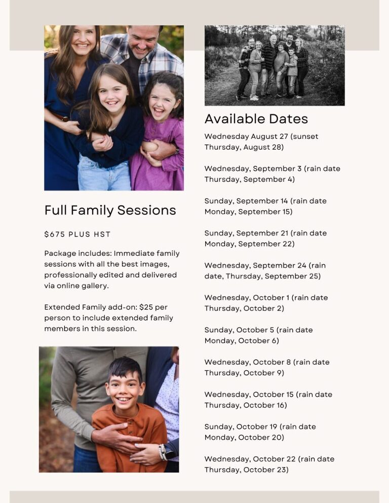 fall family session bookings are now open