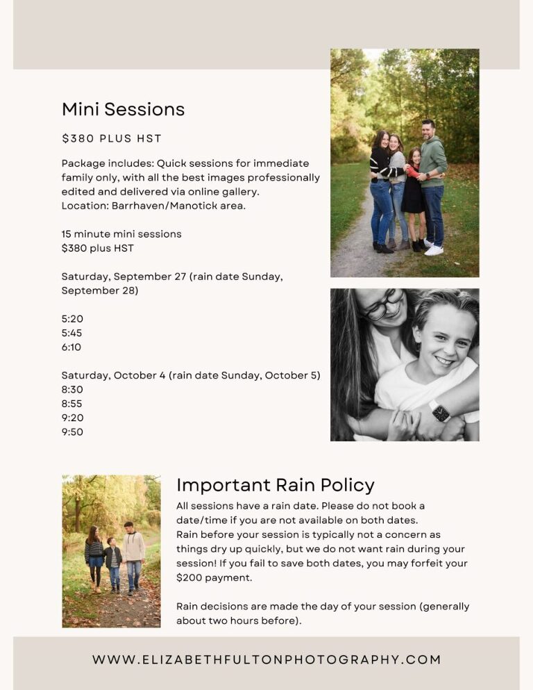 fall family session bookings are now open